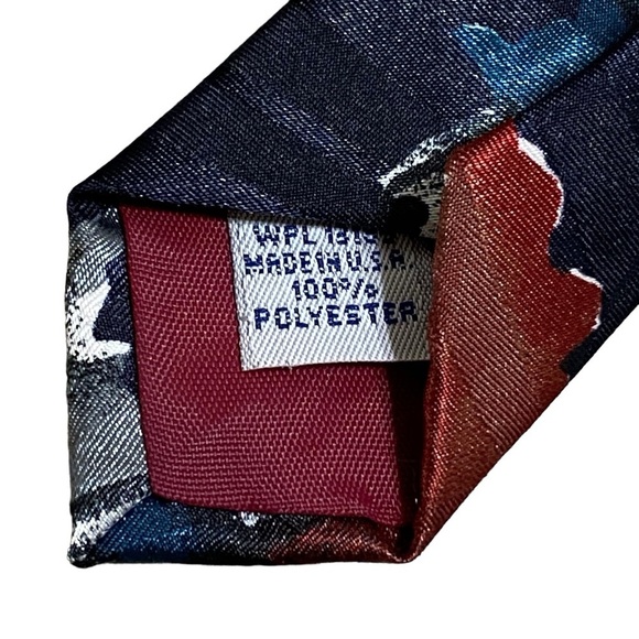 Vintage Pierre Cardin Abstract Tie Maroon Teal Geometric 90s Necktie - Picture 8 of 9